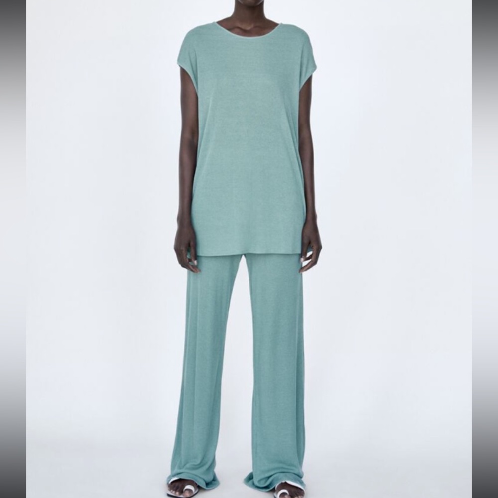 Ribbed Wideleg Pant Set